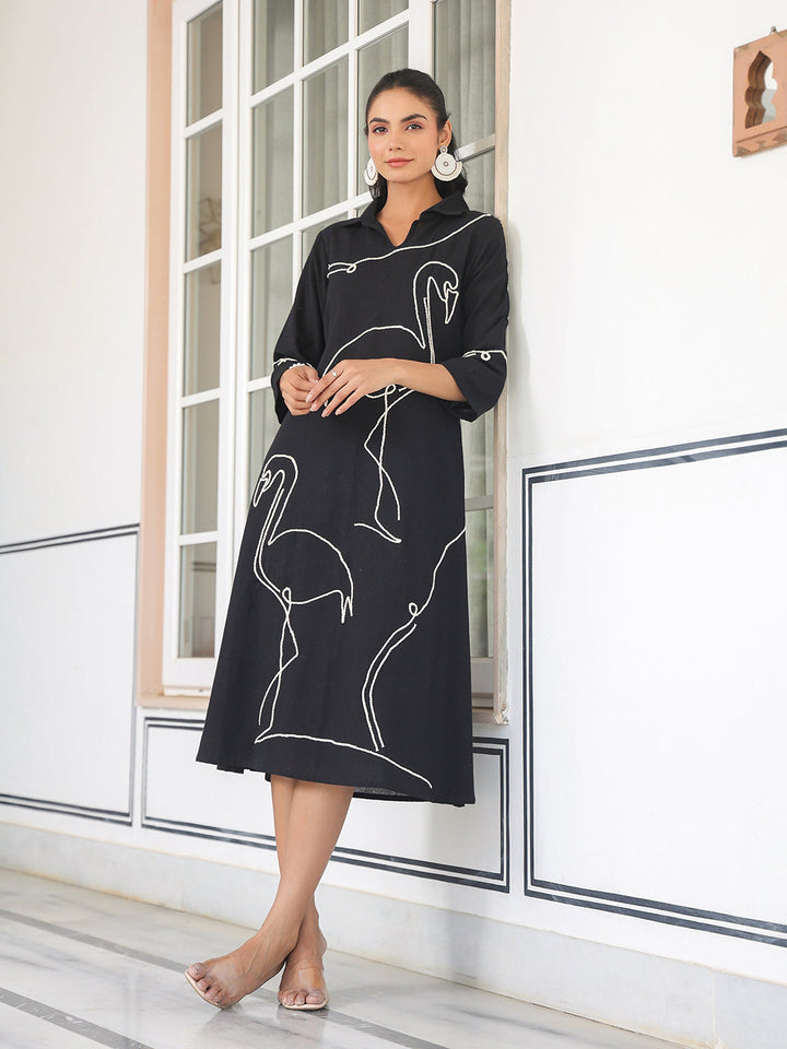 Plain Cotton Blend Dress