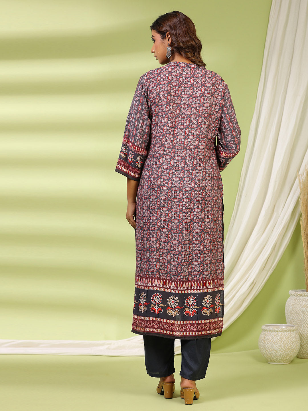 Printed Muslin Kurta With Pants &amp; Dupatta