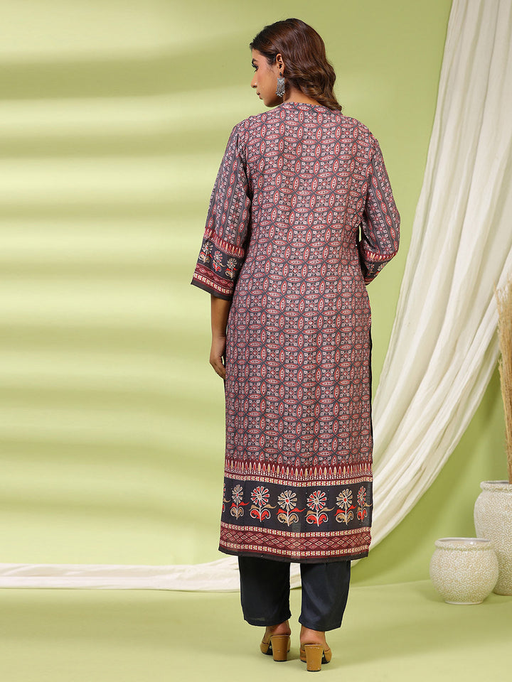 Printed Muslin Kurta With Pants &amp; Dupatta