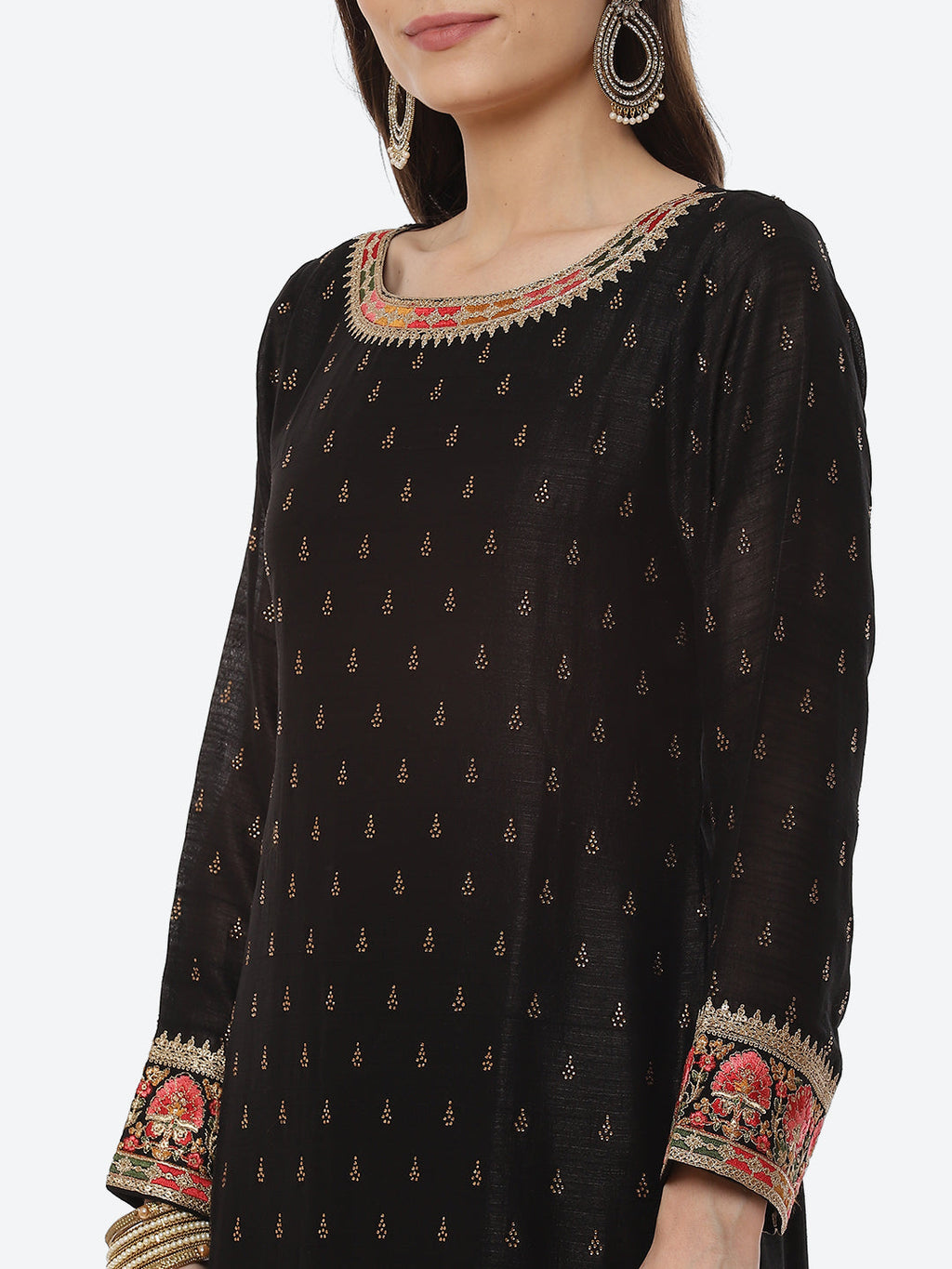 Zari Booti Art Handloom Kurta With Pant Art Silk Dupatta