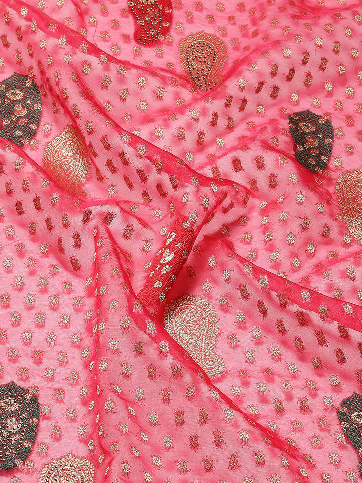 Booti Work Organza Woven Saree
