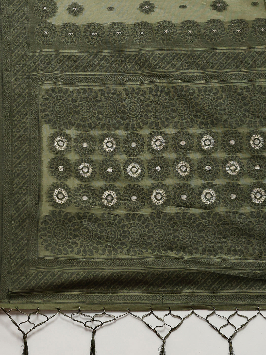 Resham Booti Woven Cotton Saree