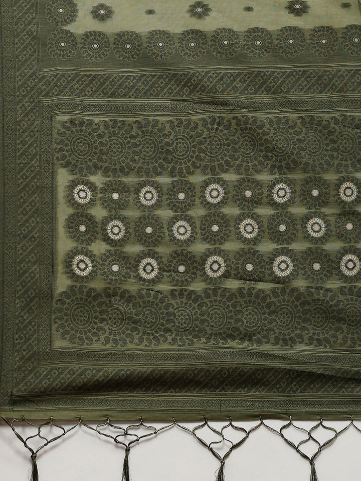 Resham Booti Woven Cotton Saree