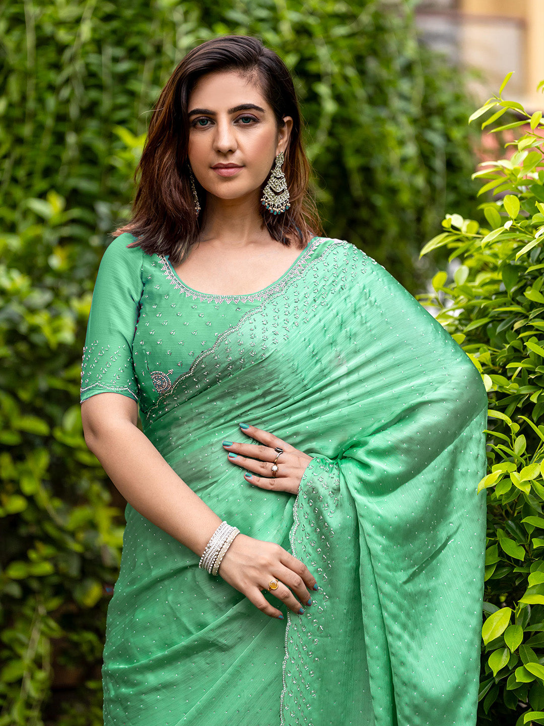 Embroidered Chiffon Saree