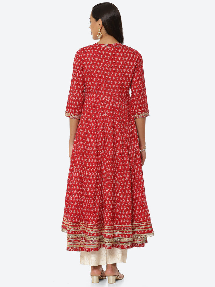 Printed Cotton Double Layered Anarkali Kurta