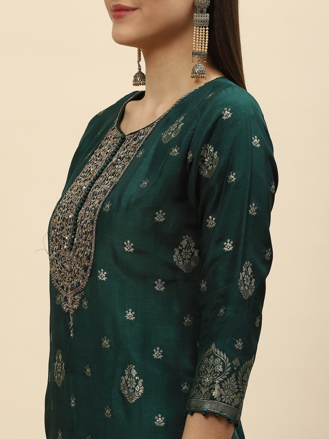 Banarasi Handloom Kurta With Pants & Dupatta