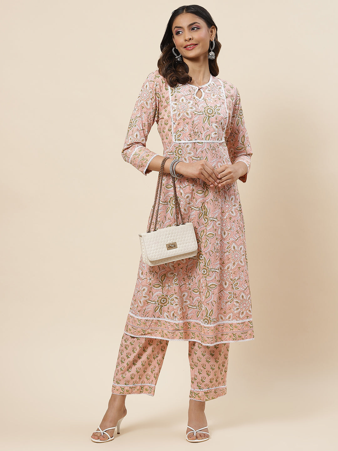 Floral Printed Cotton Kurta With Palazzo