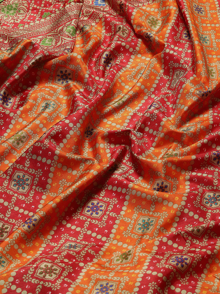 Zari Border Printed Handloom Saree