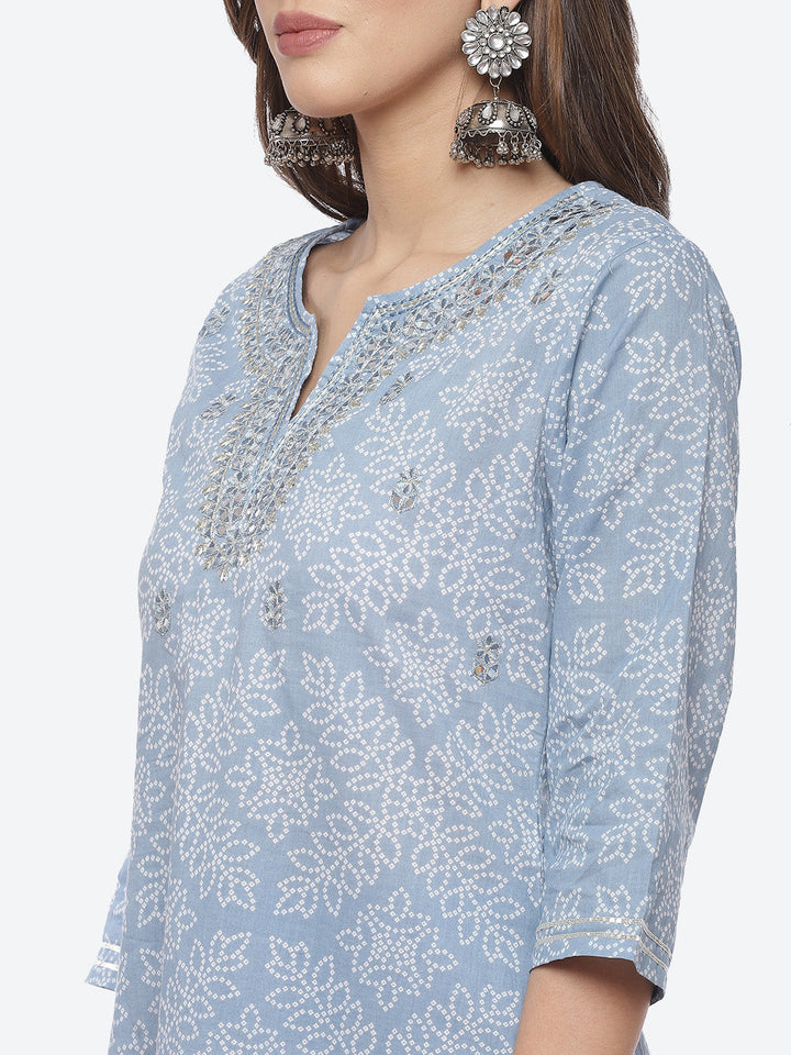 Resham Mirror Booti Cotton Stitched Salwar Kameez With Chiffon Dupatta