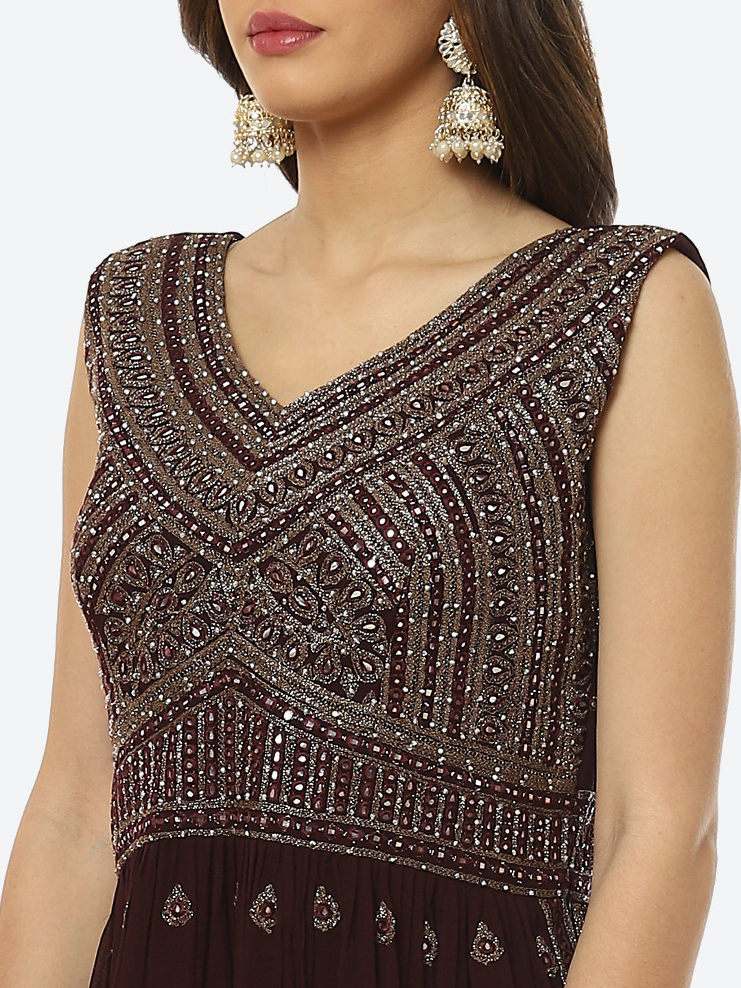 Embroidered Art Georgette Anarkali Kurti With Sharara And Net Dupatta
