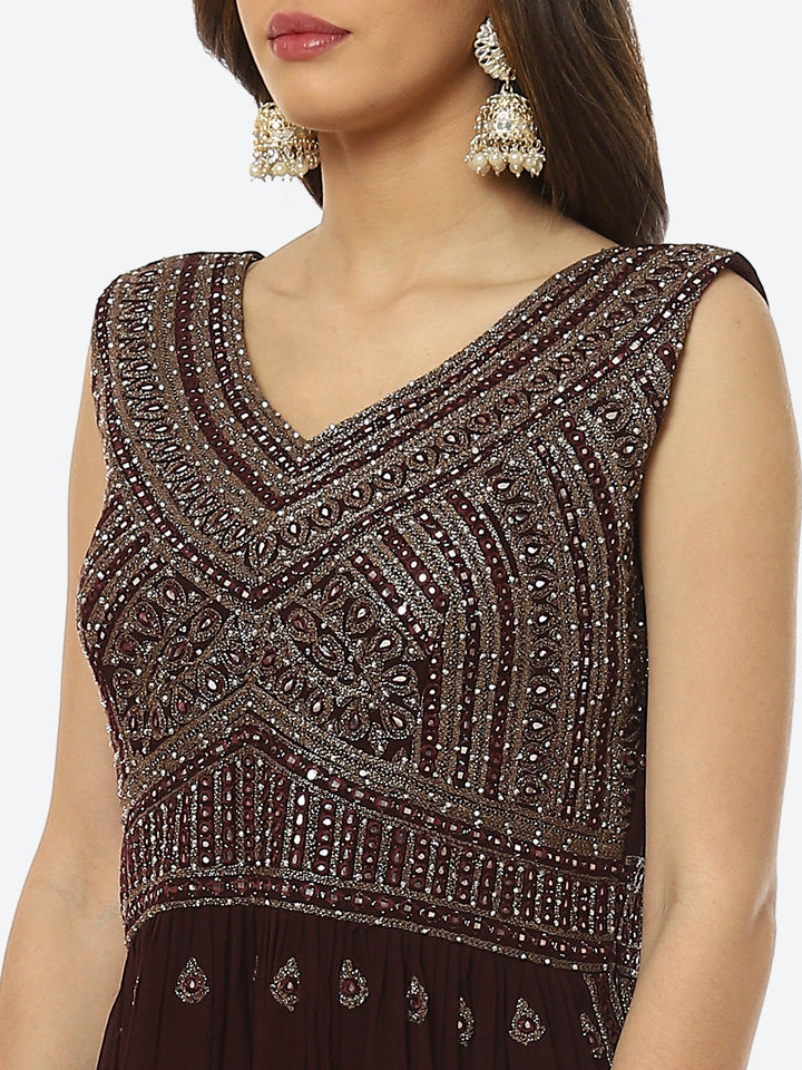 Embroidered Art Georgette Anarkali Kurti With Sharara And Net Dupatta