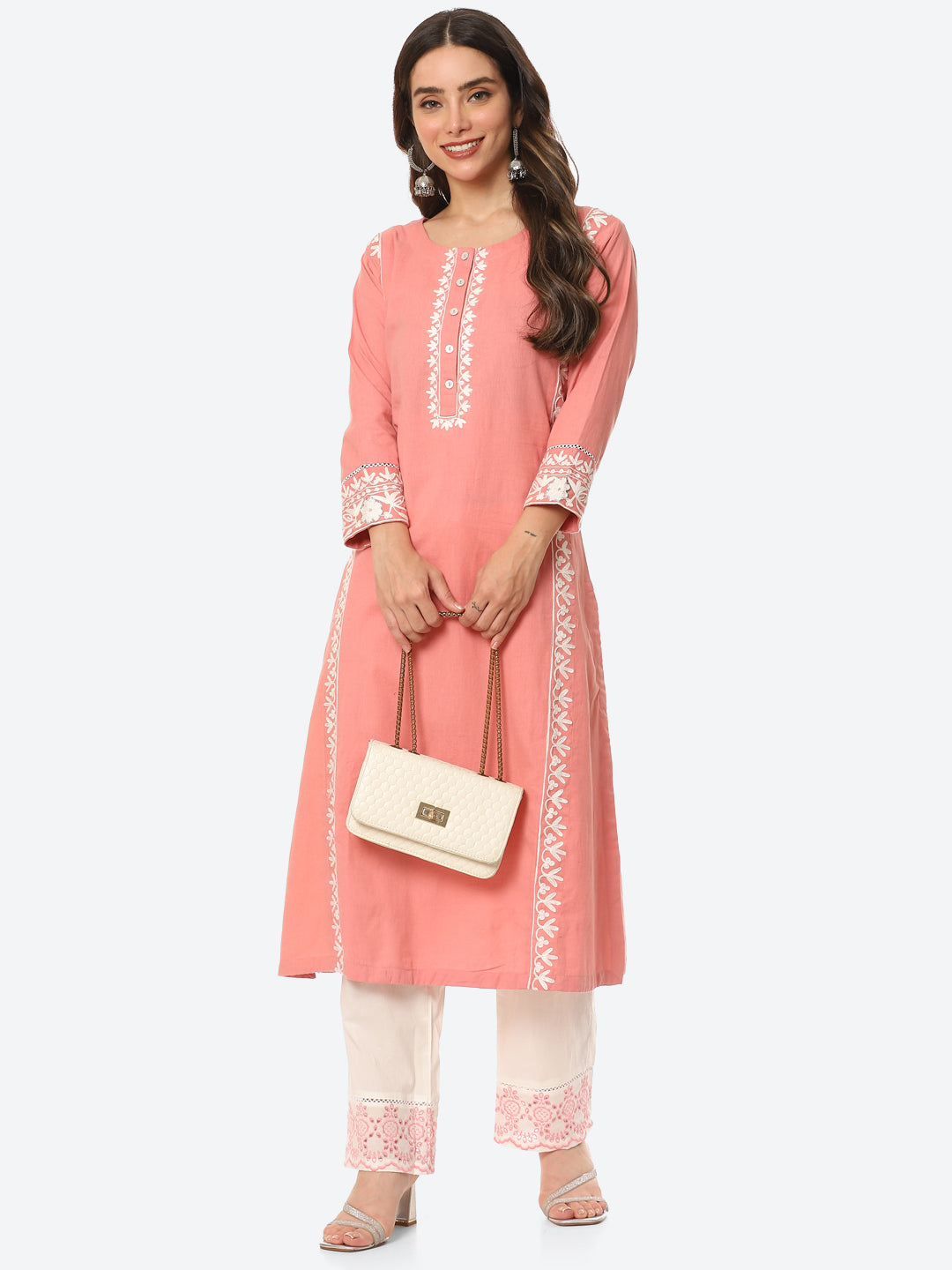 Neck Patti Cotton Kurta With Pant