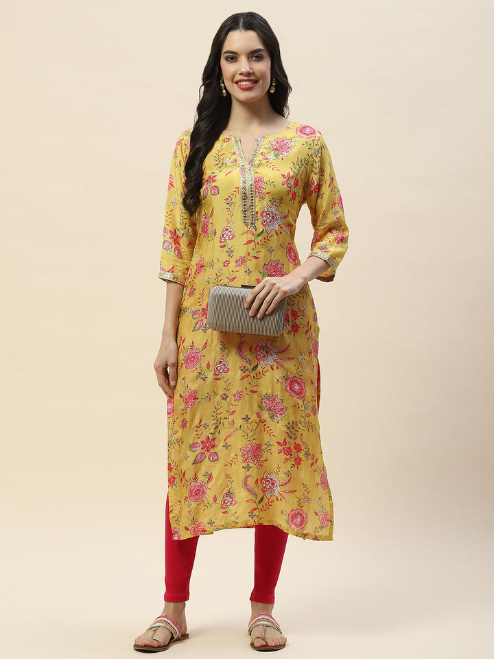 Gota Work Printed Muslin Kurta