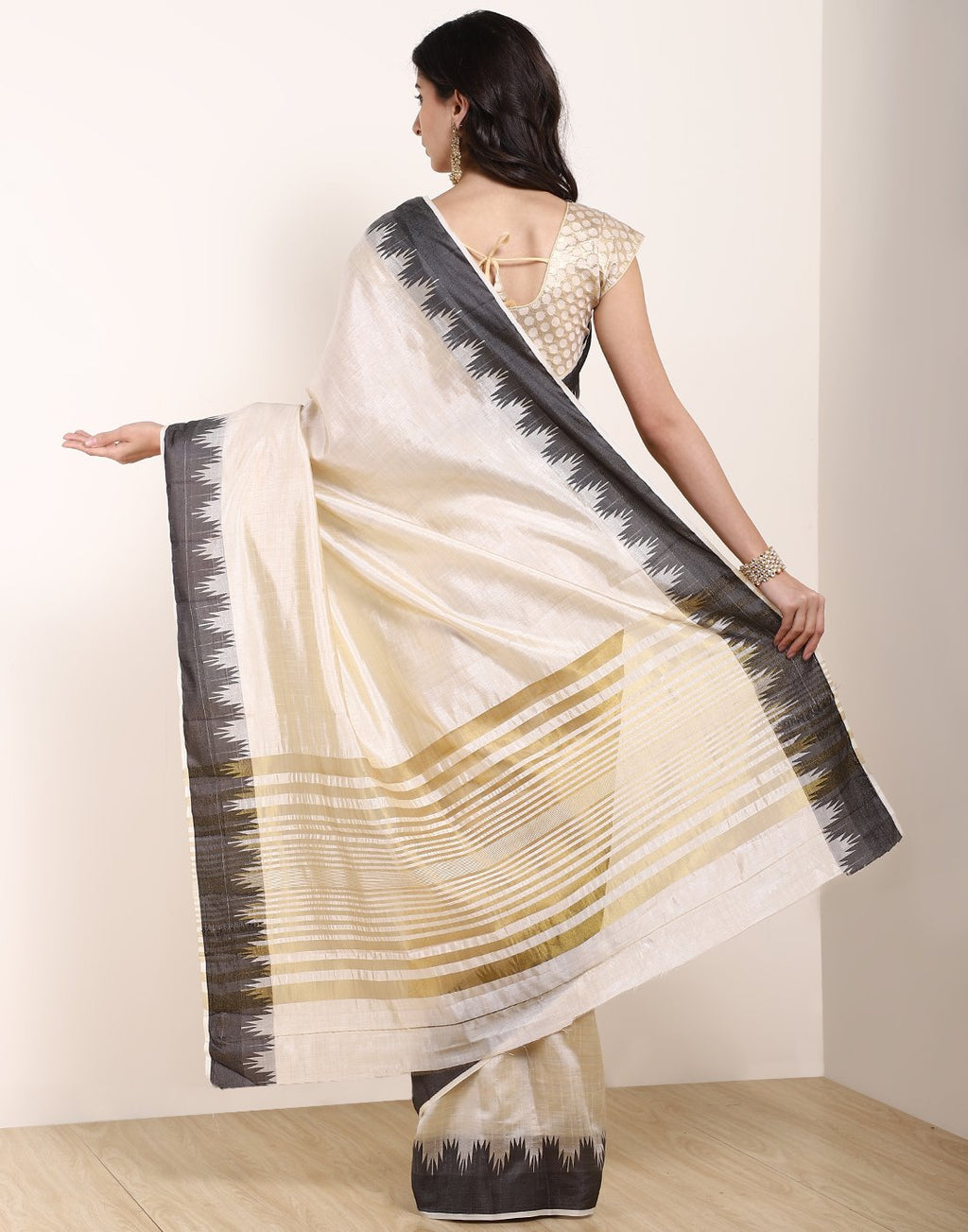 MBZ Meena Bazaar-Mustard Art Handloom Saree