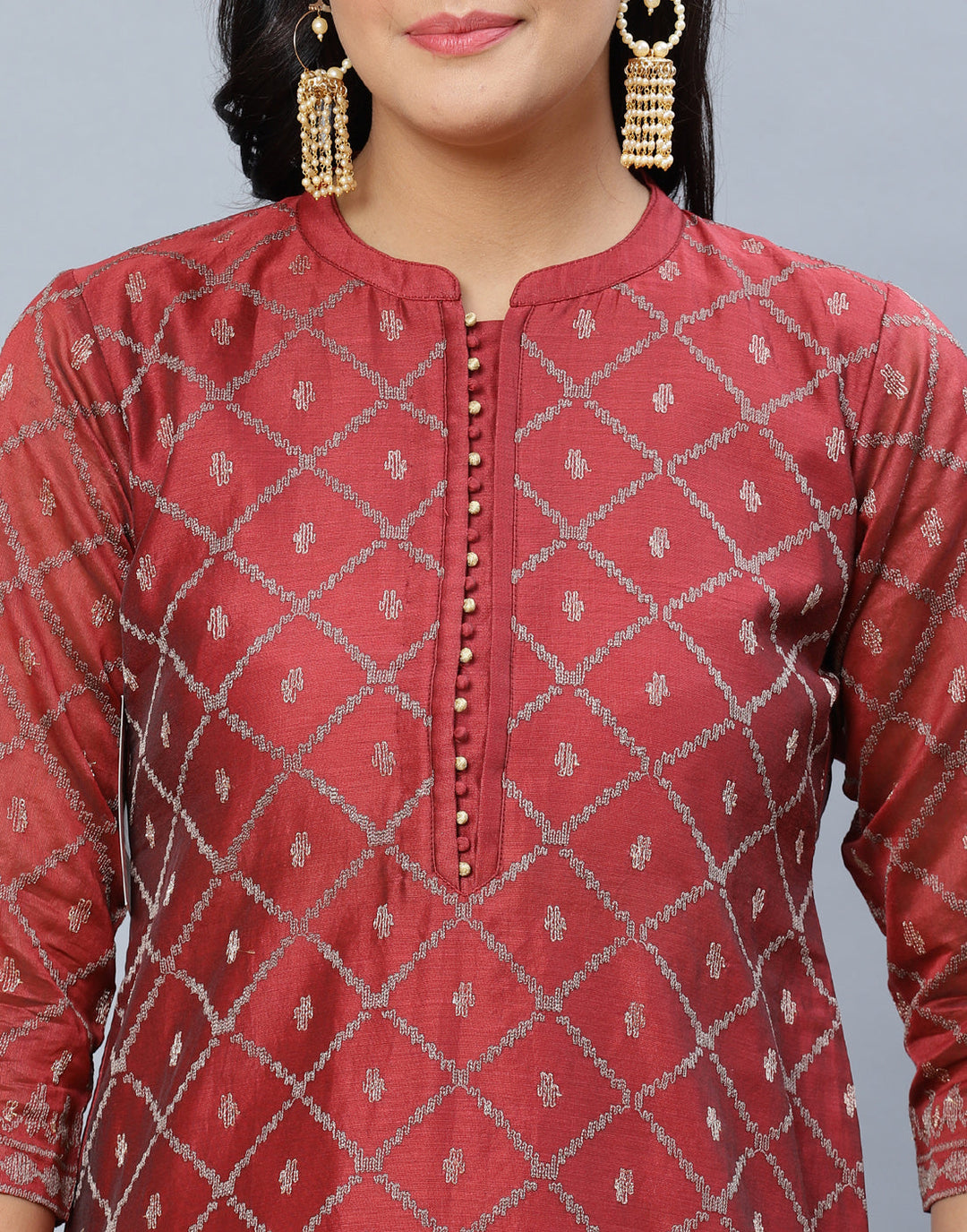Elegant Cotton Chanderi Pant Kameez Stitched Suit