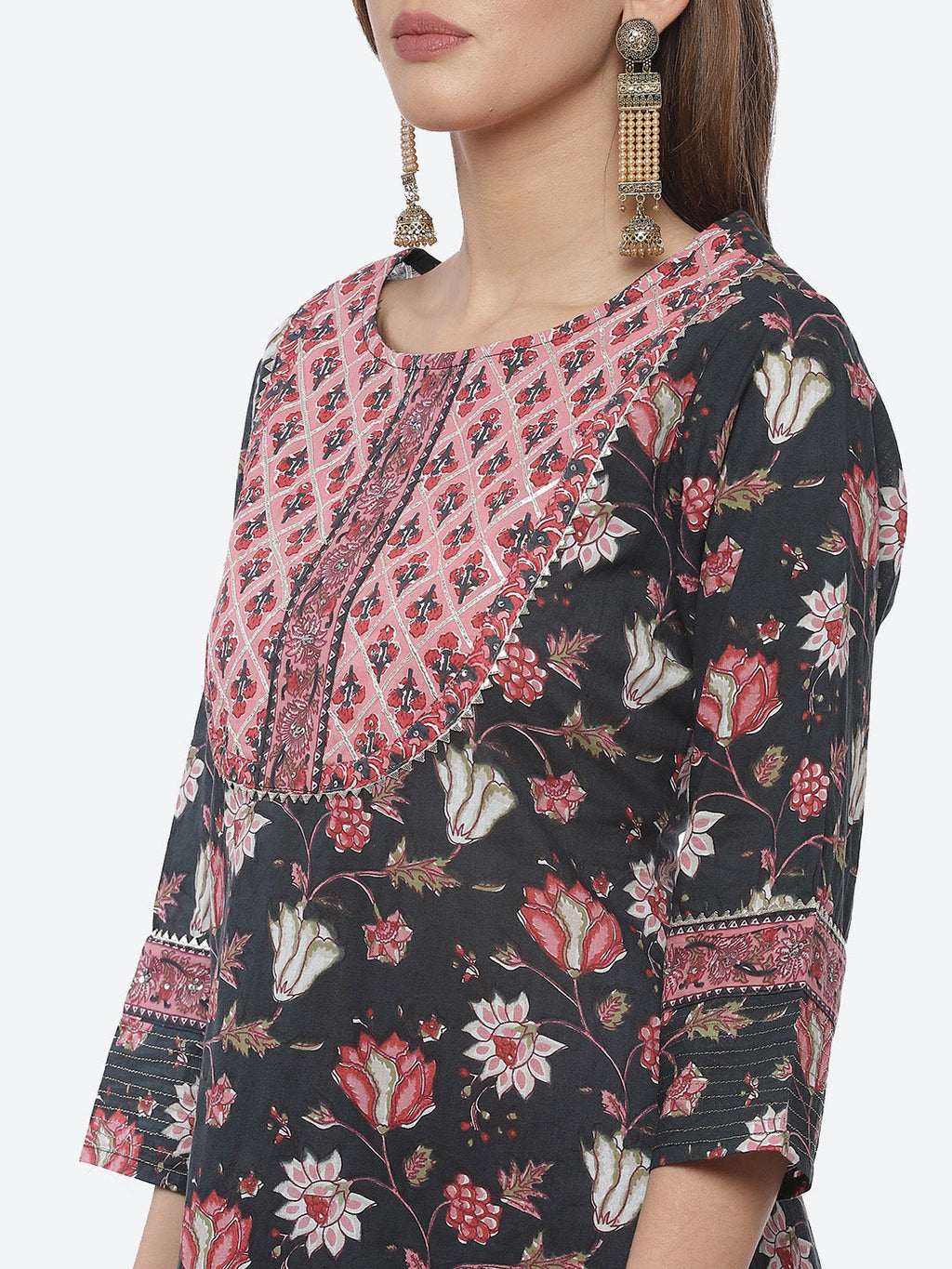 Floral Printed Cotton Stitched Salwar Kameez With Printed Cotton Dupatta