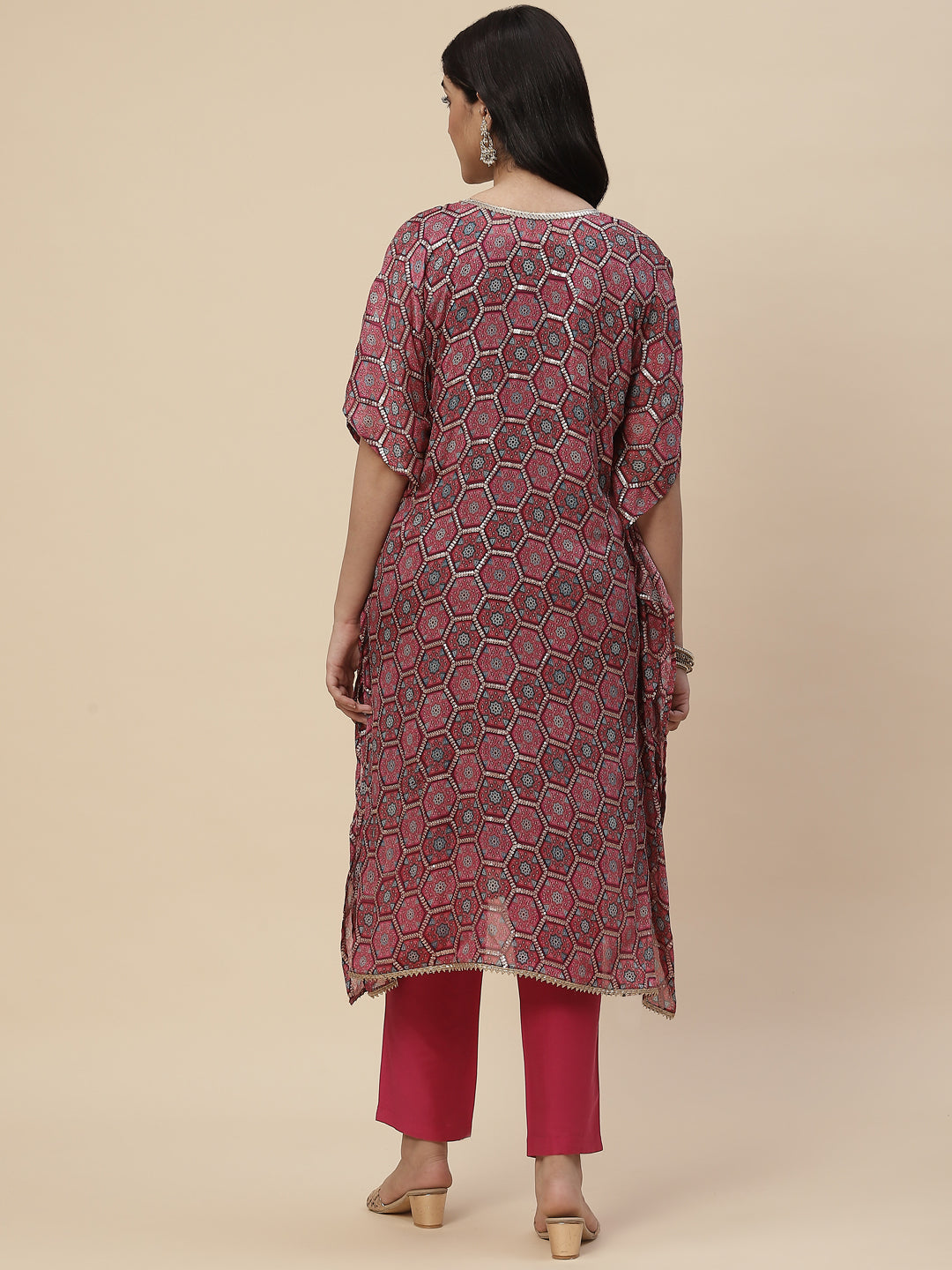 Sequin Embroidered Georgette Kurta With Pants