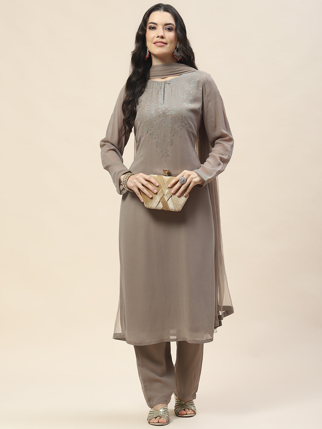 Georgette Suit Set With Net Dupatta