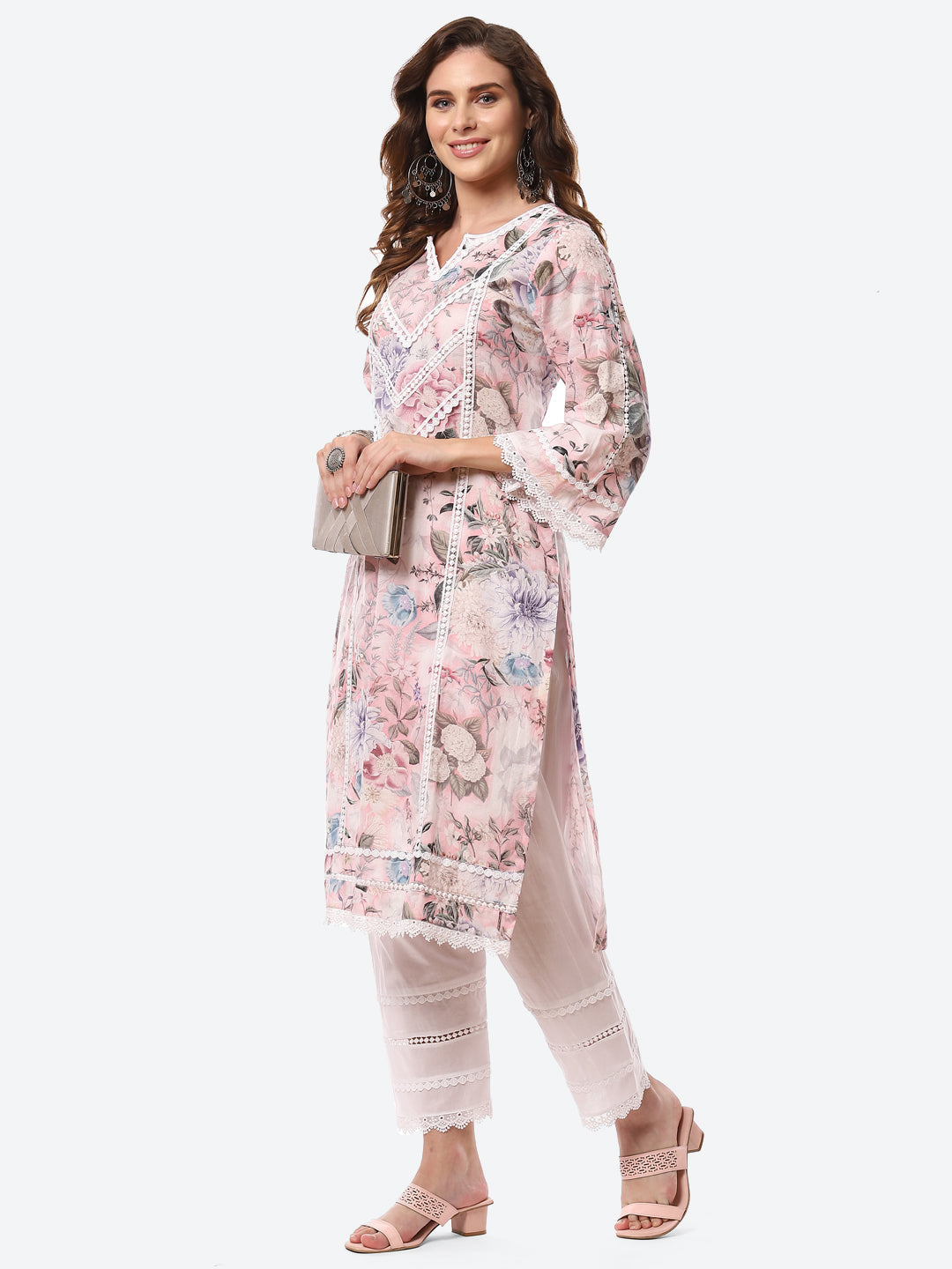 Digital Floral Printed Cotton Kurta With Pant