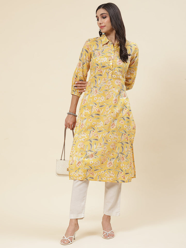 Floral Printed Muslin Kurta