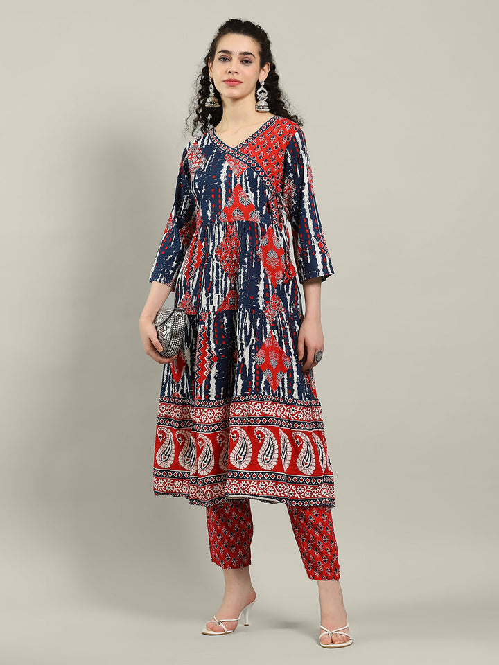 Printed Cotton Blend Kurta &amp; Pants