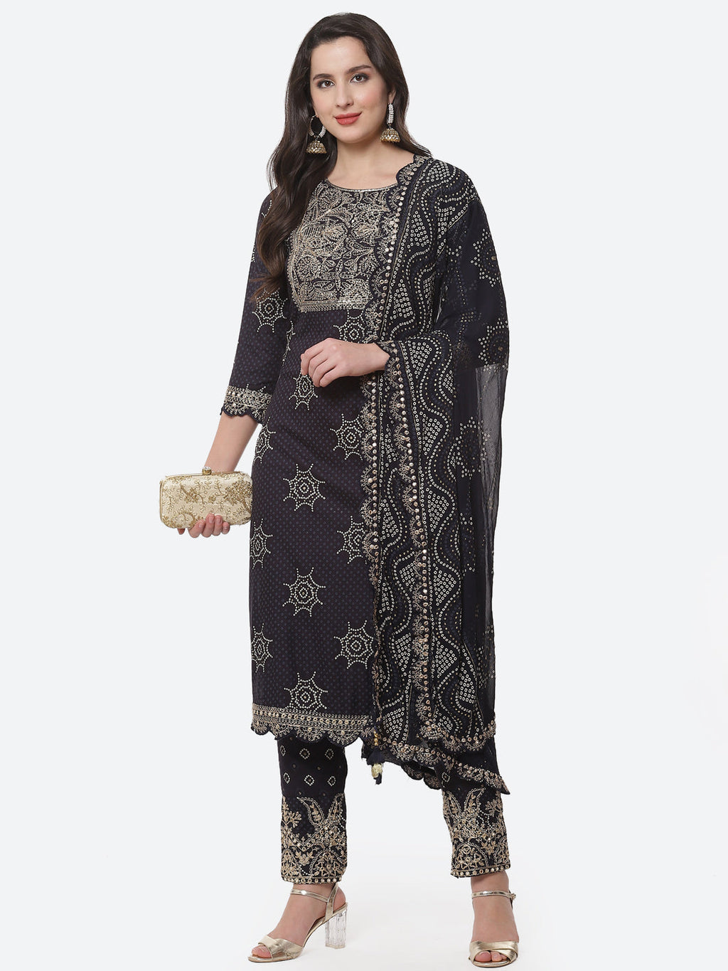 Printed Cotton Stitched Kurti With Pant And Printed Dupatta