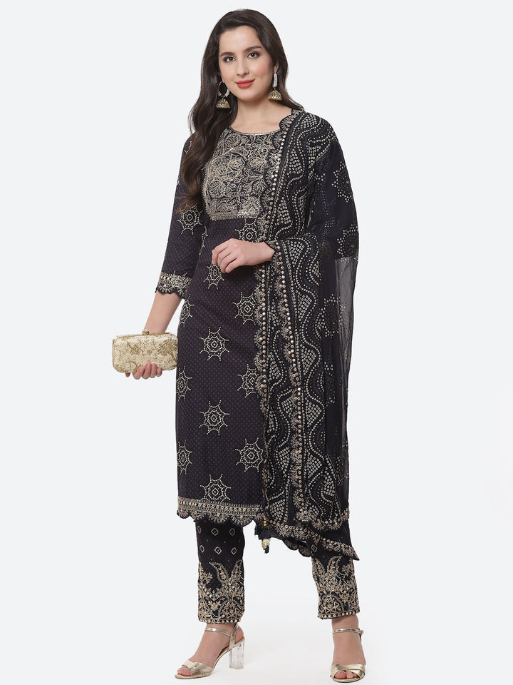 Printed Cotton Stitched Kurti With Pant And Printed Dupatta