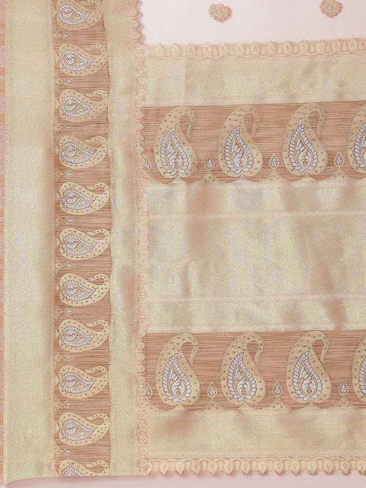 Zari Border Booti Organza Woven Saree