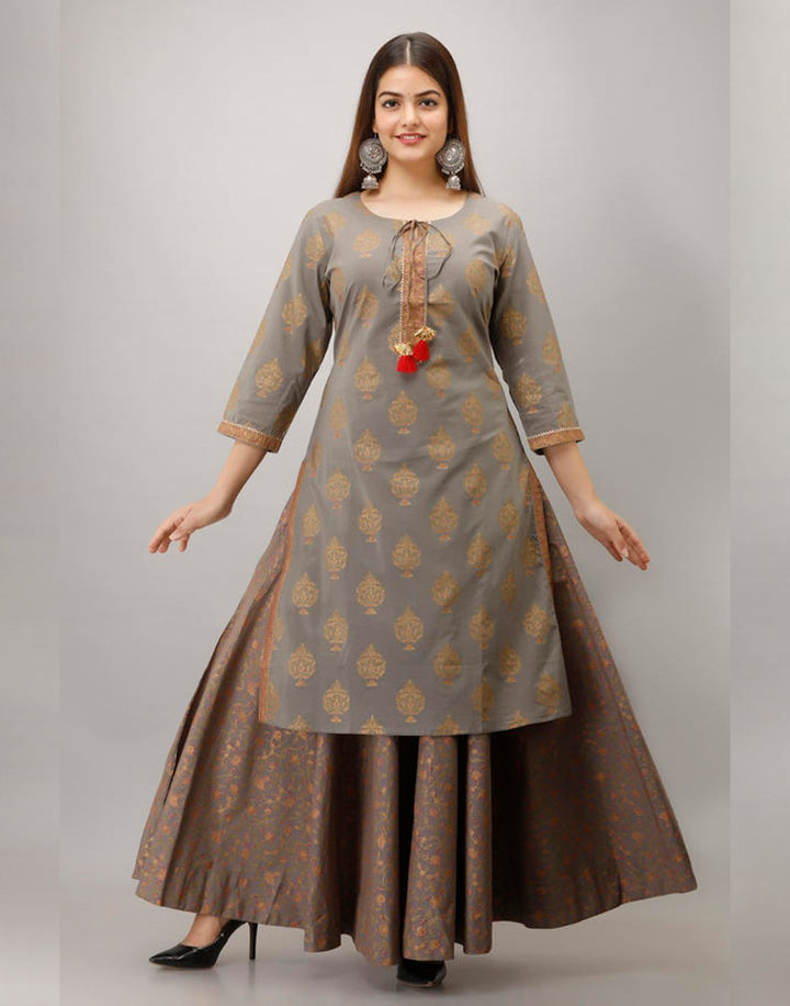 Printed Cotton Kurti With Plazzo