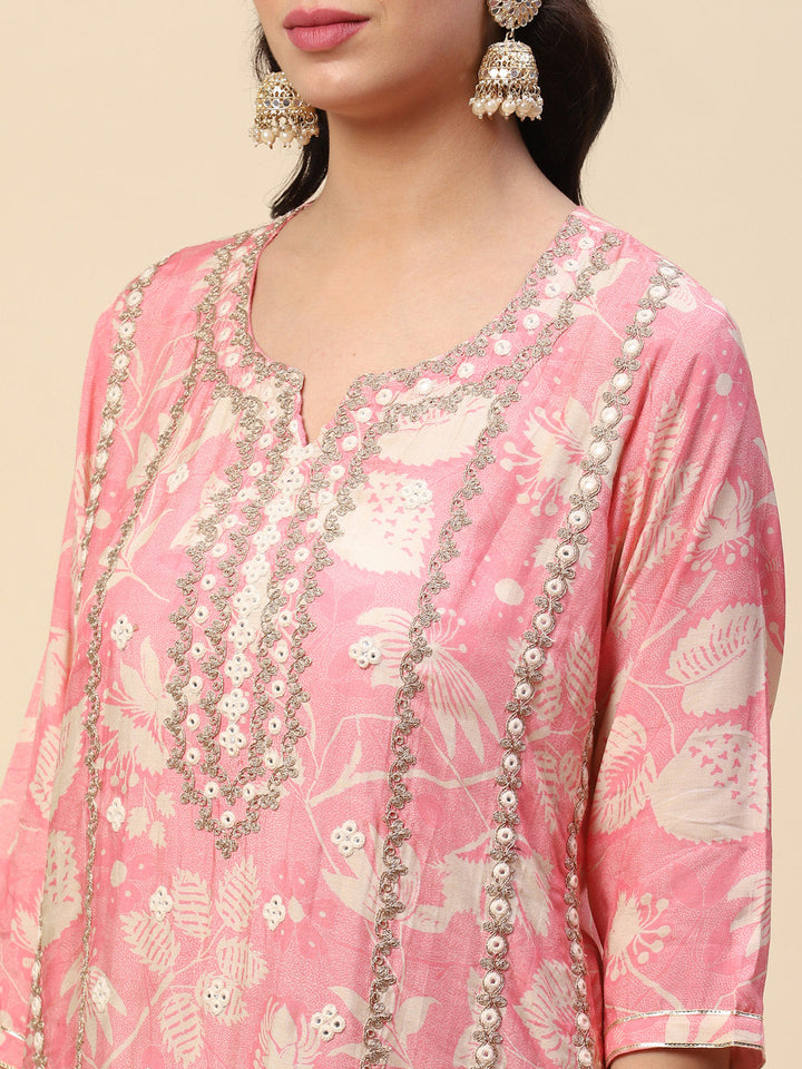 Printed Booti Cotton Kurta With Pants &amp; Dupatta