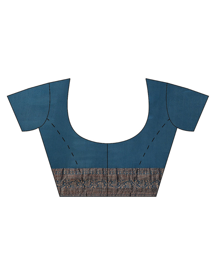 MBZ Meena Bazaar-Navy Blue Woven Crape Plain Saree