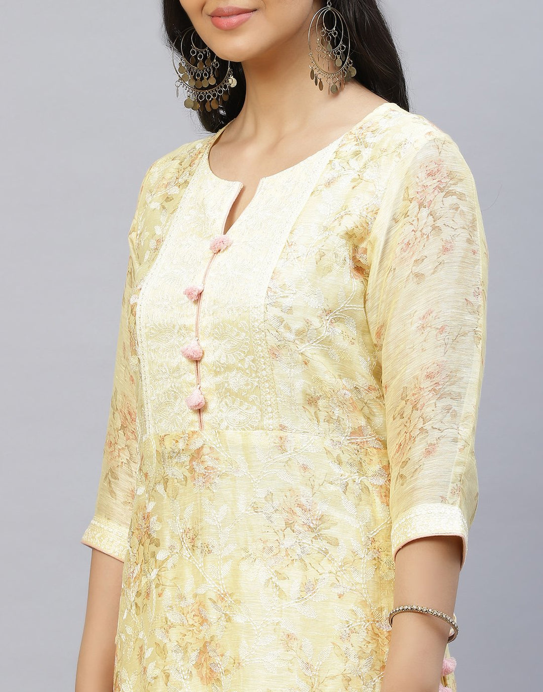 Cotton Chanderi Printed Kurti Pant Set