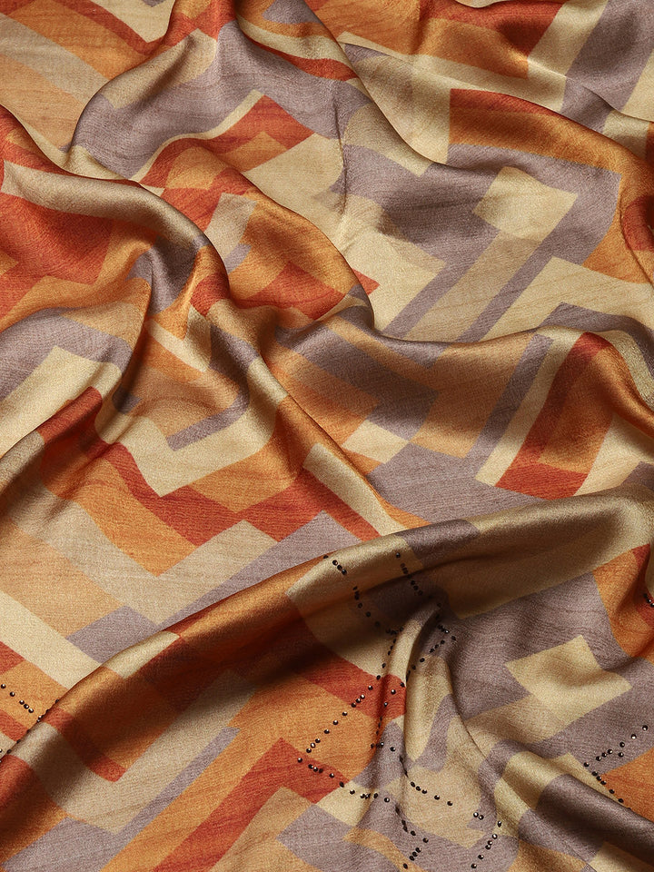 Abstract Digital Printed Satin Saree