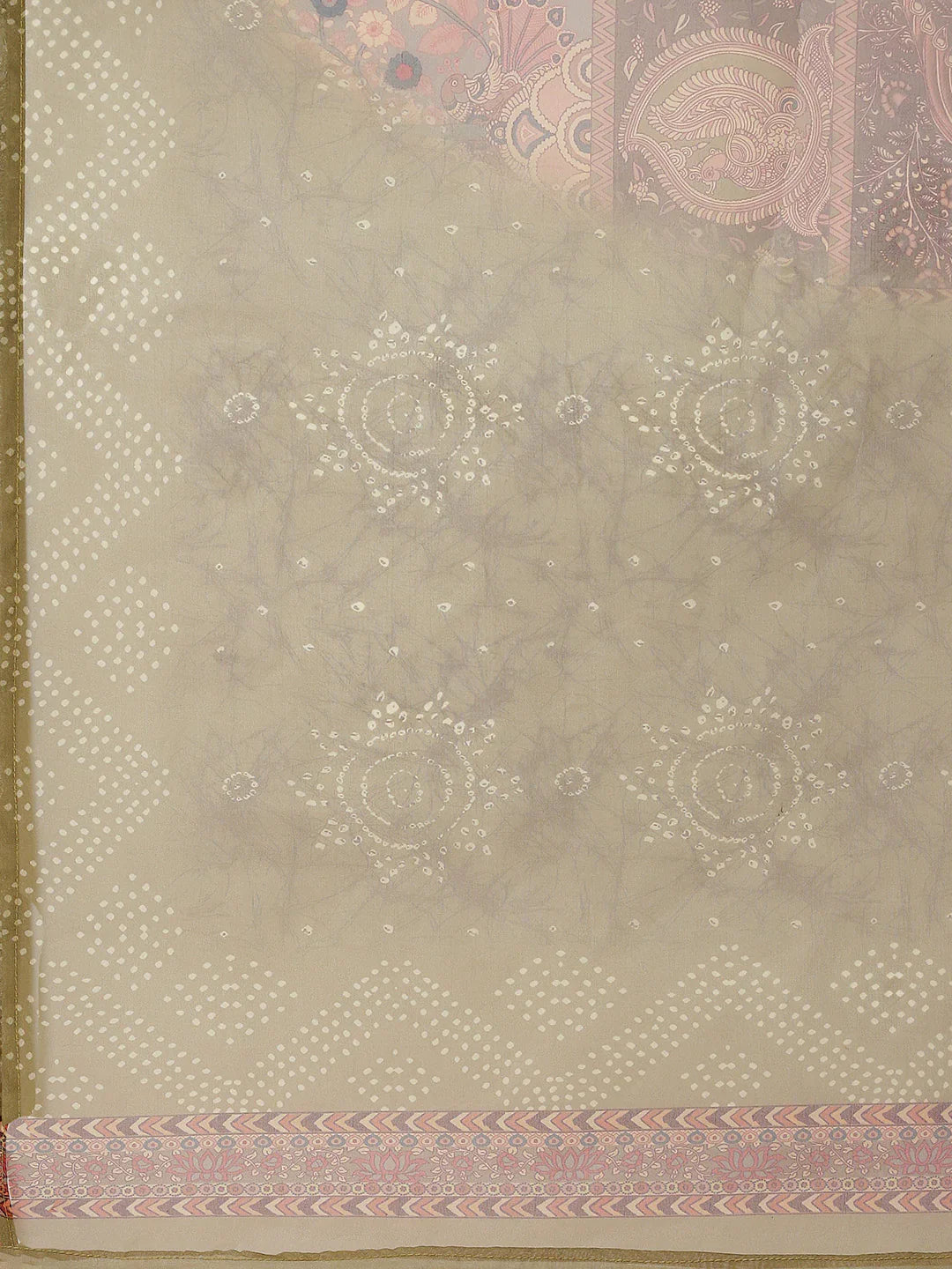 Neck Embroidered &amp; Printed Chanderi Unstitched Suit Piece With Dupatta