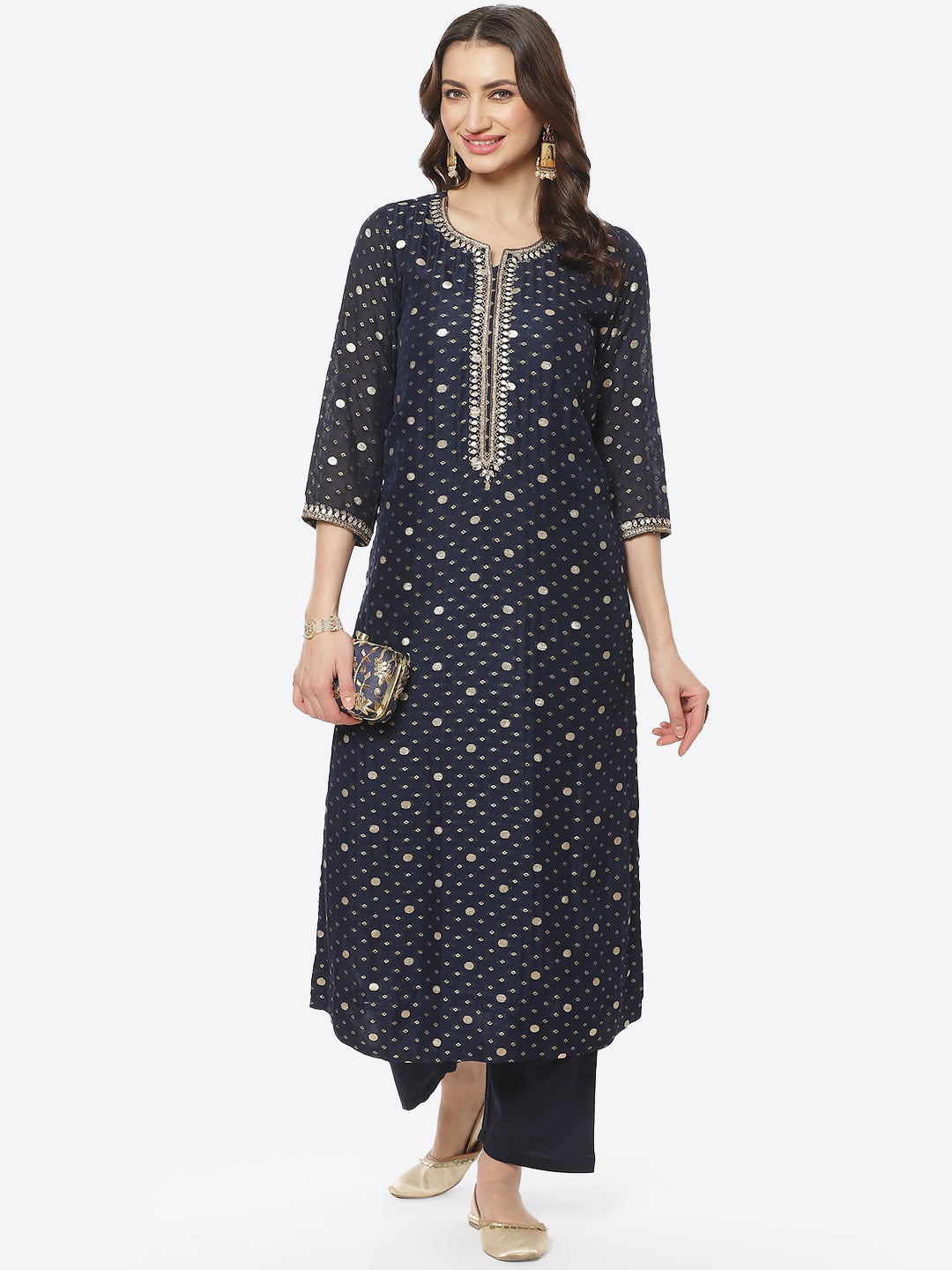 Sequence Gota Patti Georgette Kurti With Pant