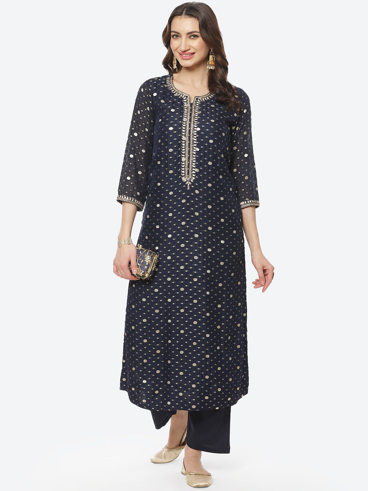 Sequence Gota Patti Georgette Kurti With Pant
