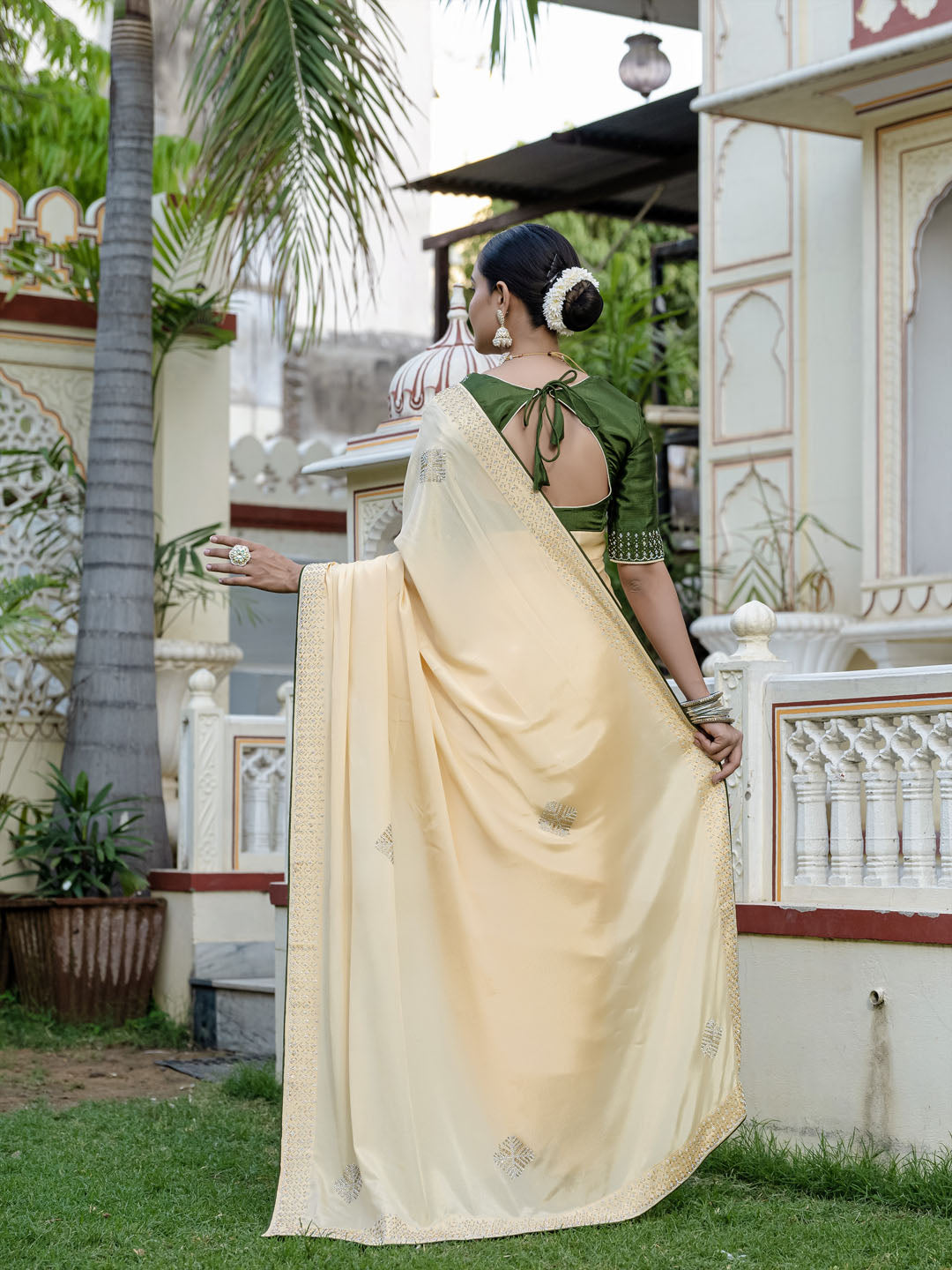 Embroidered Chinnon Saree