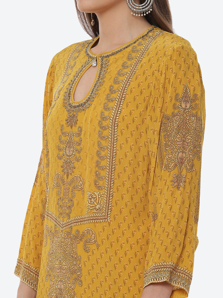 Digital Printed Crepe Kurta With Sharara &amp; Georgette Dupatta