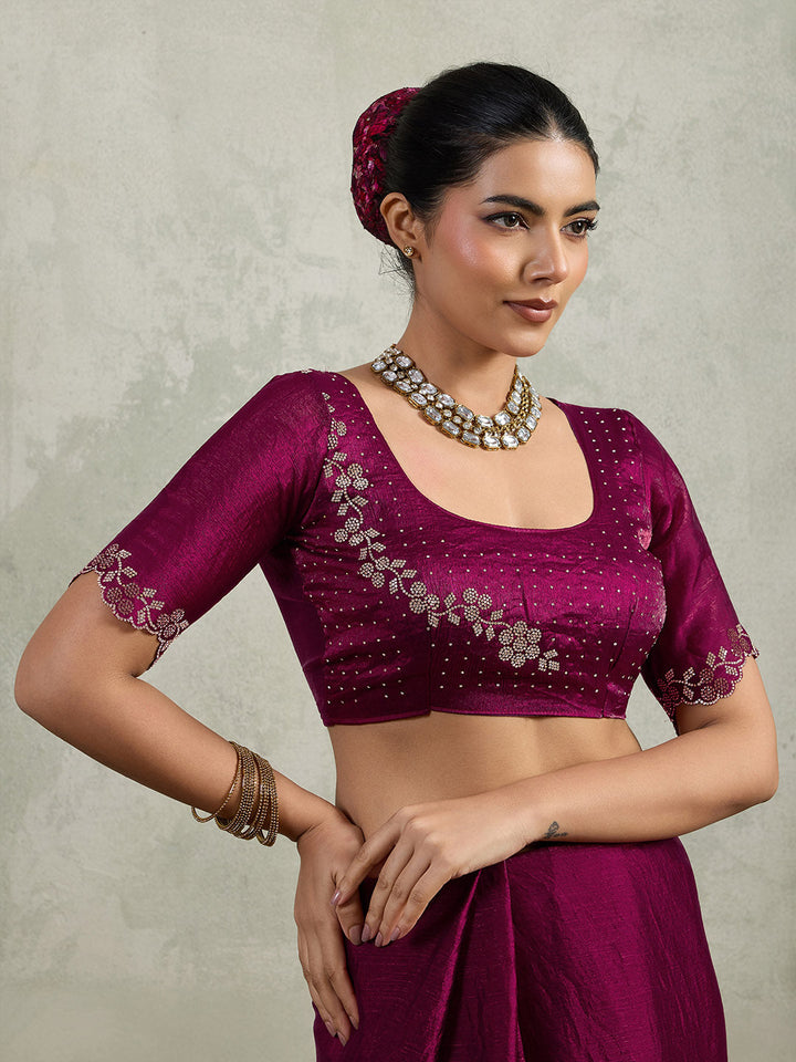 Embroidered Satin Saree