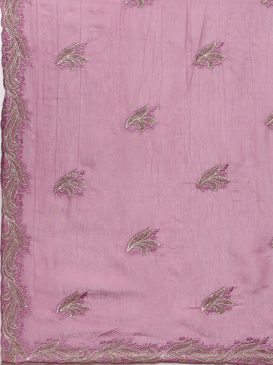 Thread Embroidered Chiffon Saree