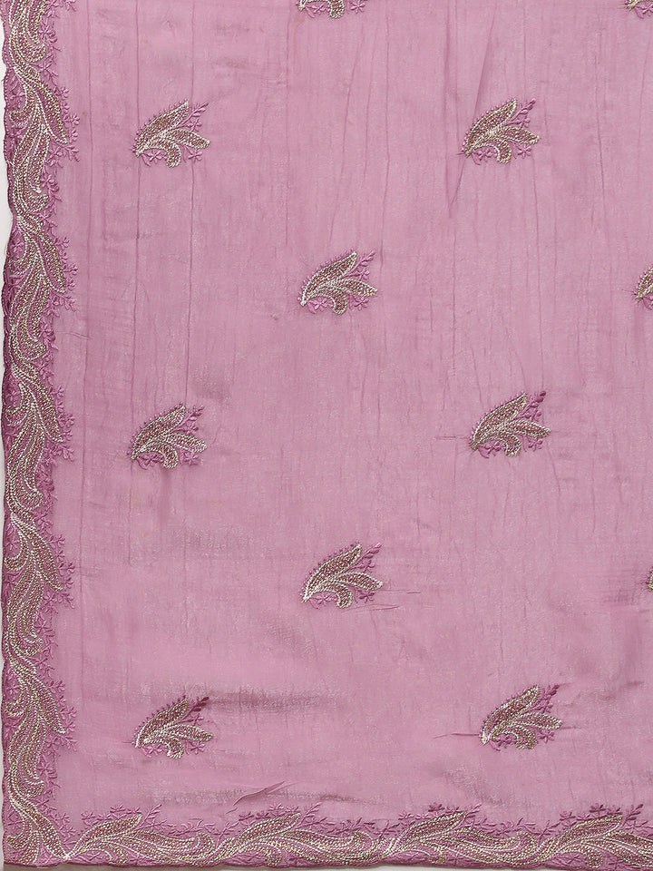 Thread Embroidered Chiffon Saree