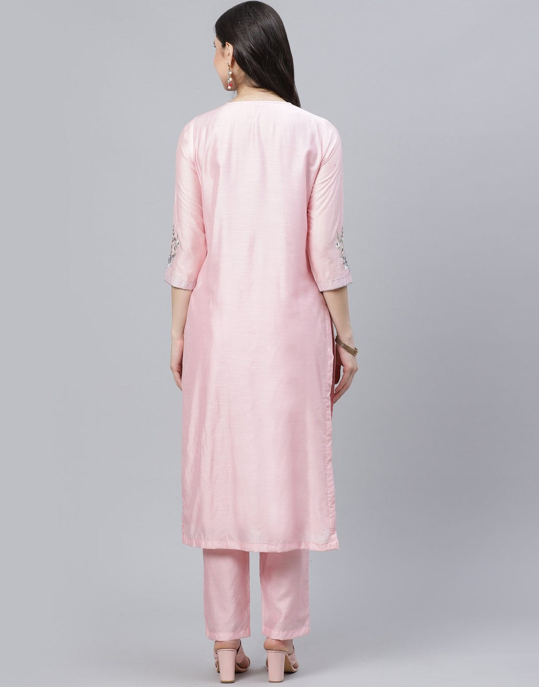 Embroidered Chanderi Kurti Palazzo Set