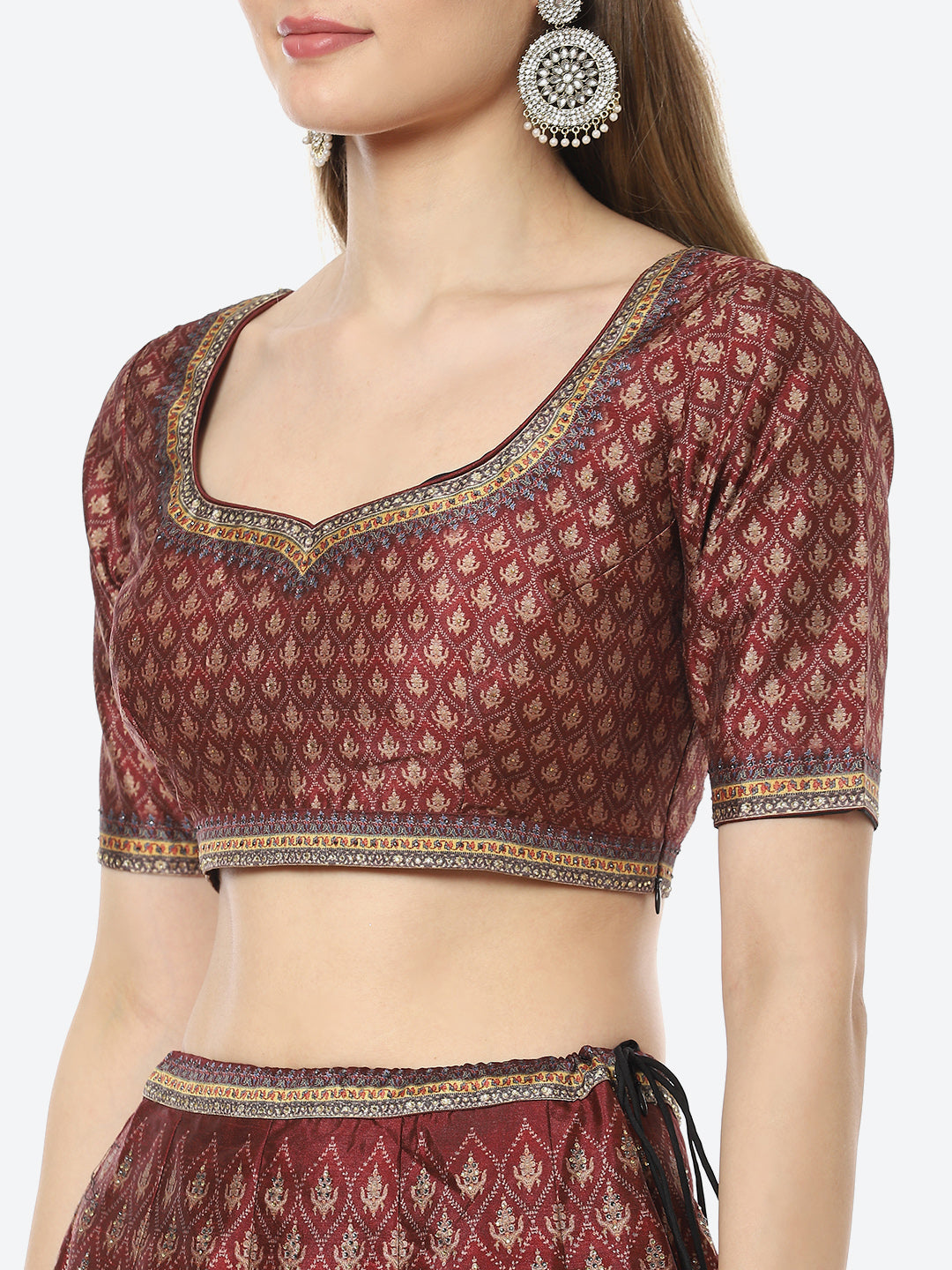 Floral Digital Printed Tussar Silk Choli With Lehenga &amp; Net Dupatta
