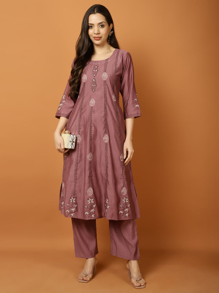 Printed Cotton Blend Kurta With Pants