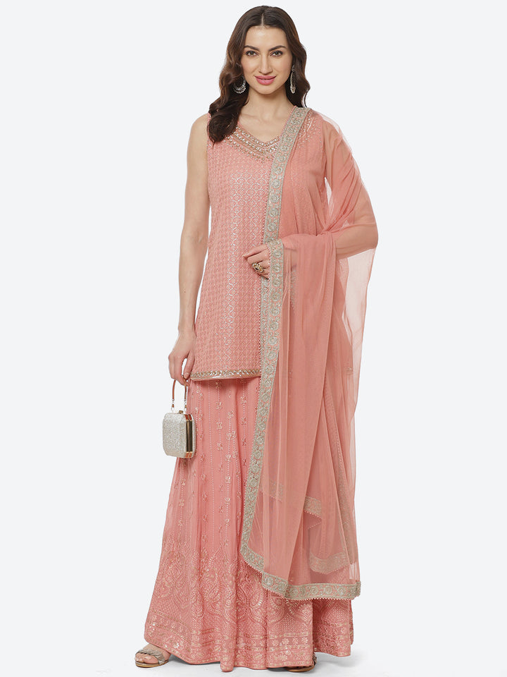 Resham Jaal Georgette Stitched Salwar Kameez With Net Dupatta