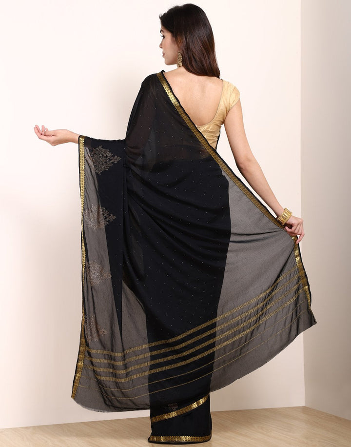 Black Art Crepe Saree