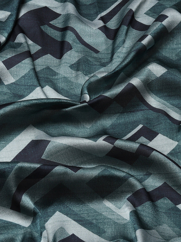 Abstract Digital Printed Satin Saree