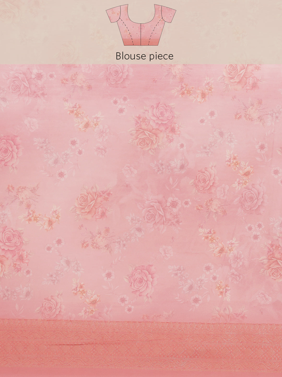 Digital Floral Printed Banarasi Pallu Cotton Chanderi Saree