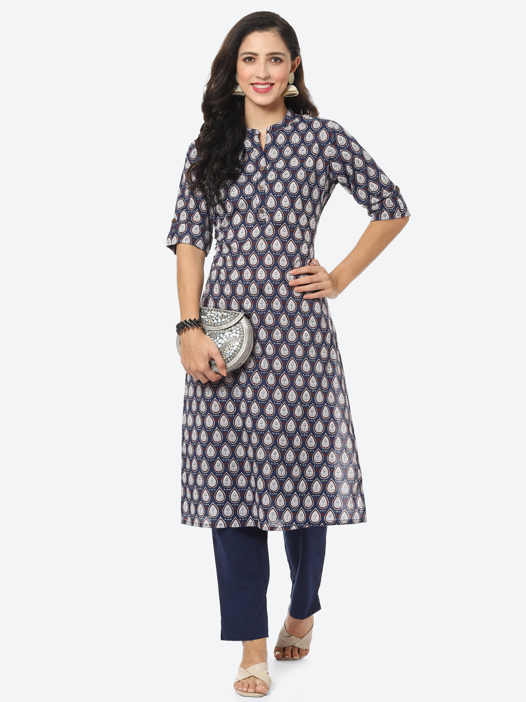 Blue Printed Cotton Kurti