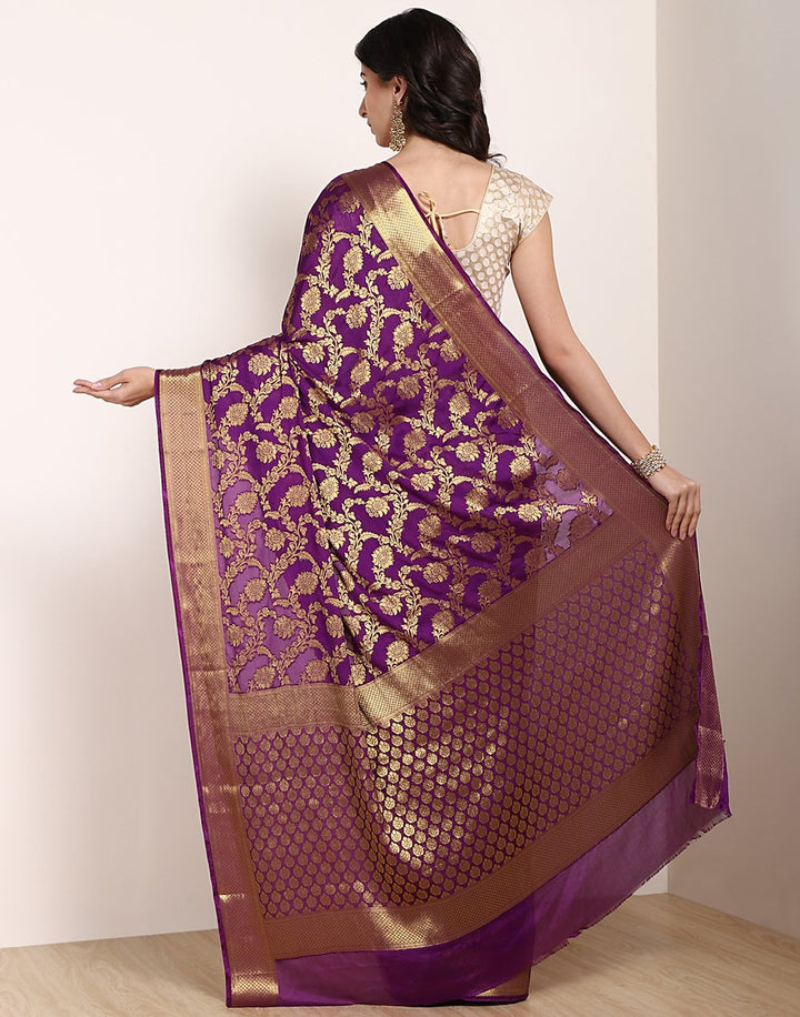 MBZ Meena Bazaar-Red Art Crepe Saree
